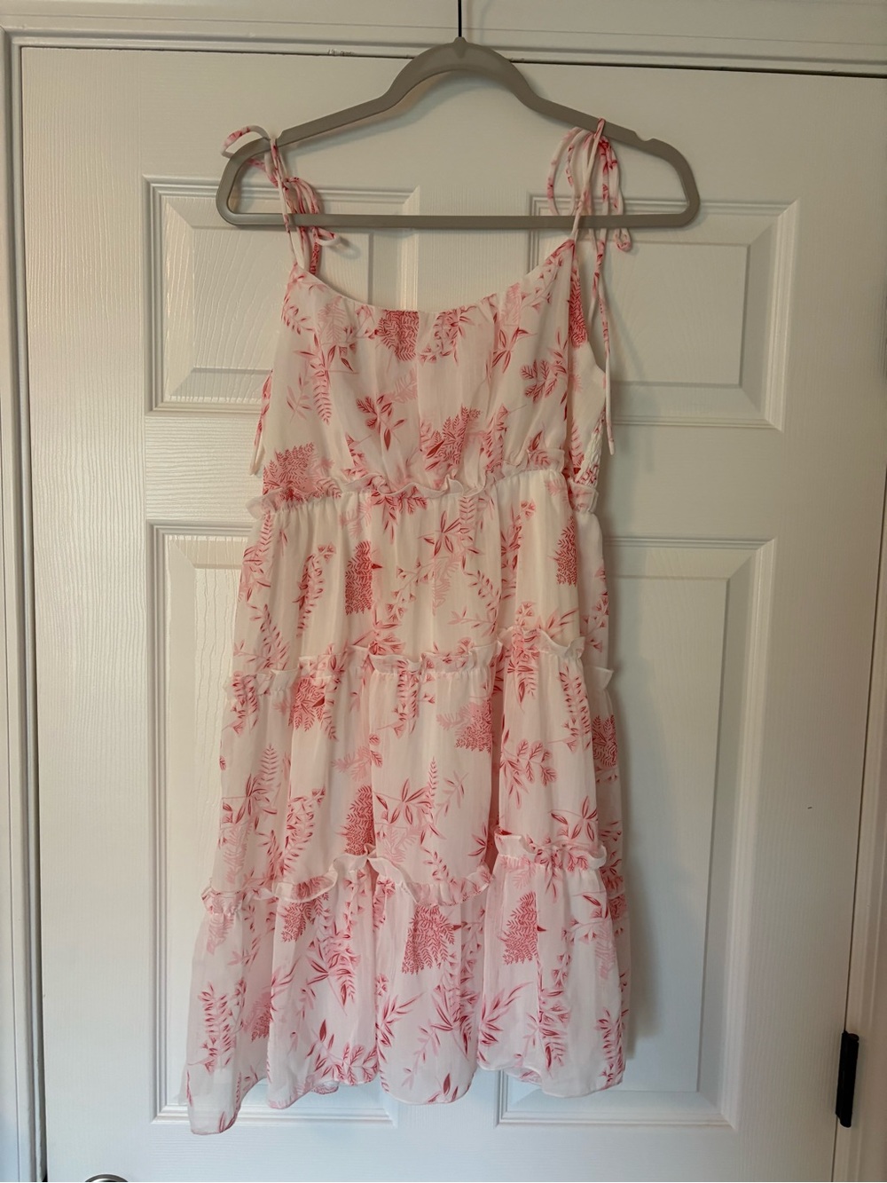 Girls White and Pink Floral Tiered Sundress